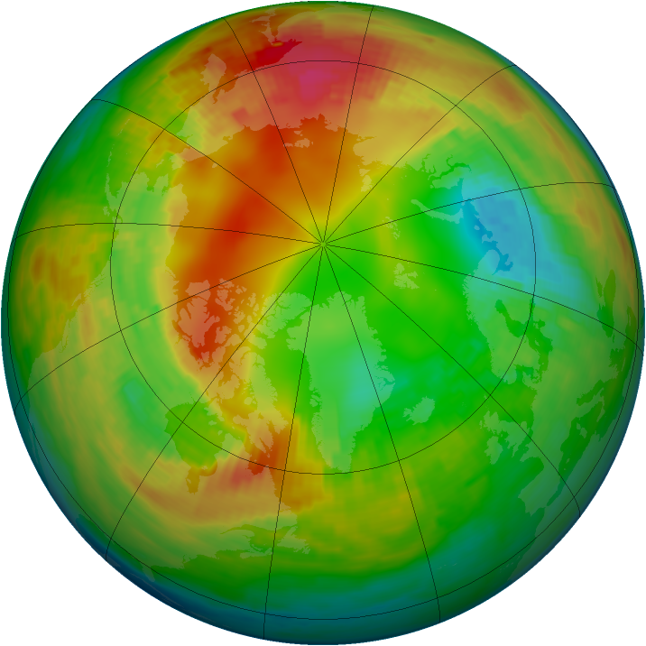 Arctic ozone map for 11 February 1992